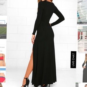 Lulu’s swept away black long sleeve maxi dress